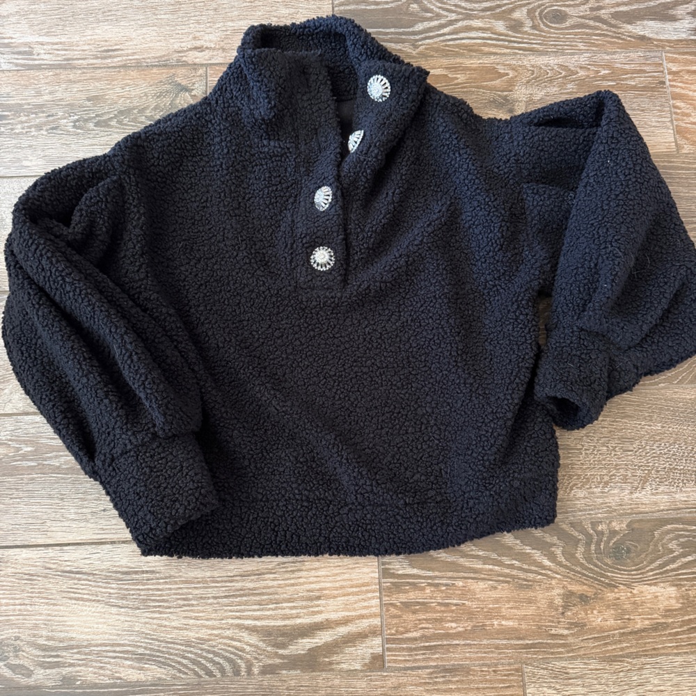 Jeweled button up Sherpa sweatshirt Express small